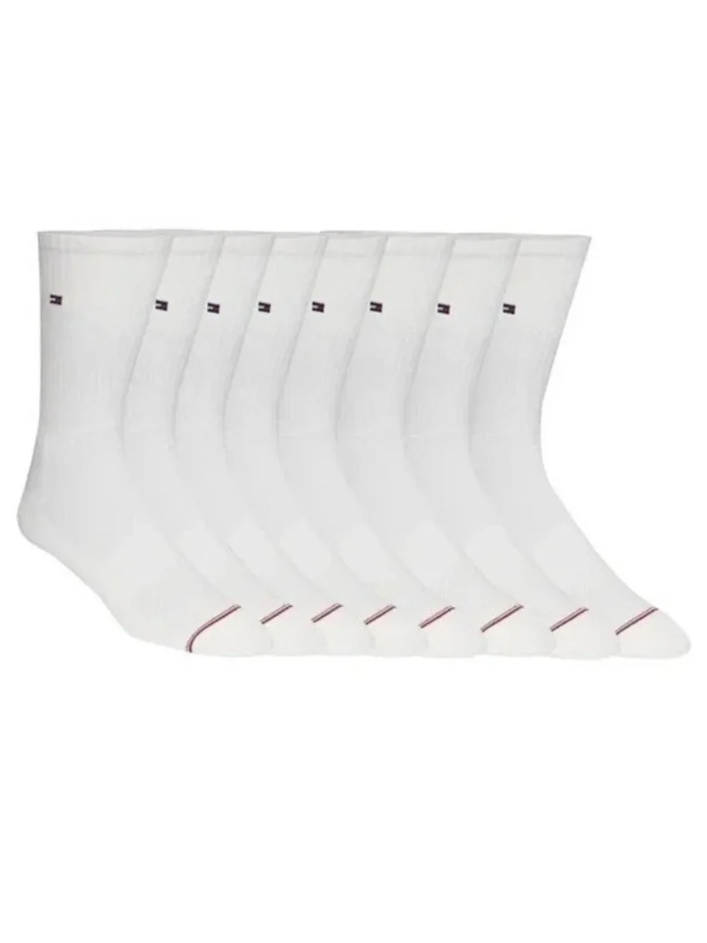 NWT Tommy Hilfiger Men's 7-12 White 8 Pairs Cushion Crew Socks
